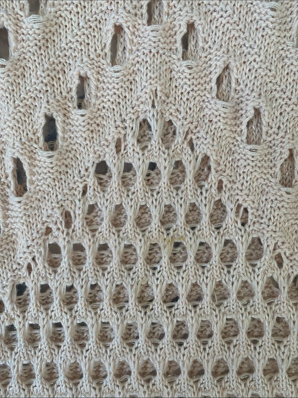 Aerie Beige Crochet Metallic Knit Swim Cover-Up Mini Dress